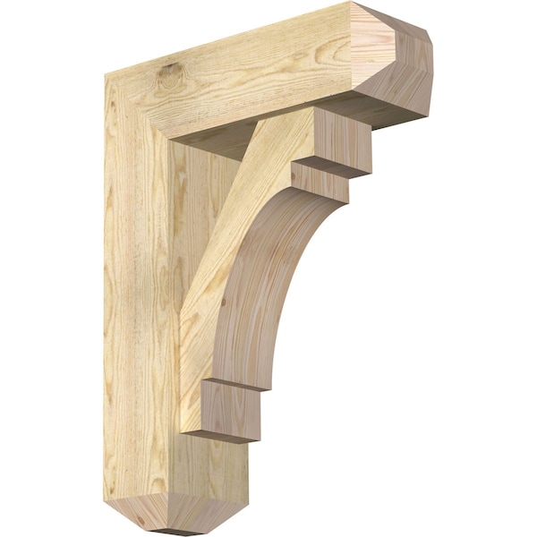 Ekena Millwork Merced Craftsman Rough Sawn Bracket w/ Offset Brace, Douglas Fir, 8"W x 24"D x 32"H BKT0806X24X32MRC04RDF - main